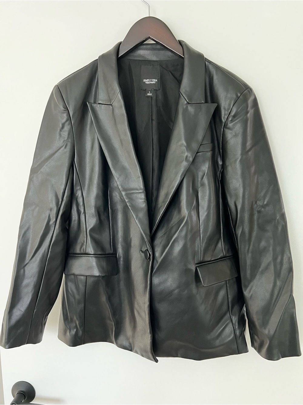 Simply Vera Vera Wang Faux Leather Jacket Size Large Excellent Condition